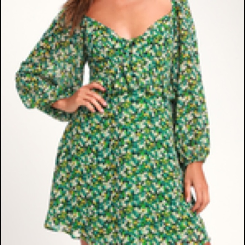 Lulus Floral Print Tie Front Dress